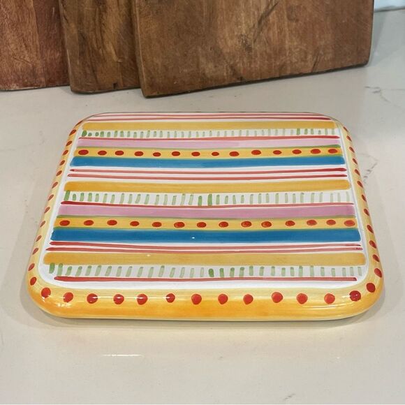 Vintage Festin Coquin Hand Painted Trivet Pottery Creation 18 Provence France - Picture 1 of 8